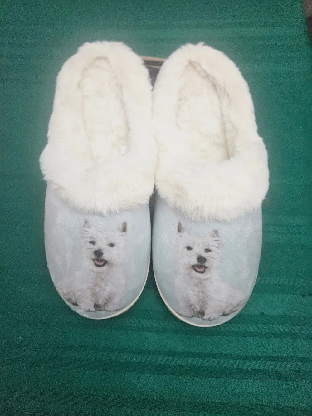 E&S Pets Westie Snugg Slippers West Highland Terrier Dog Print Faux Fur S/M